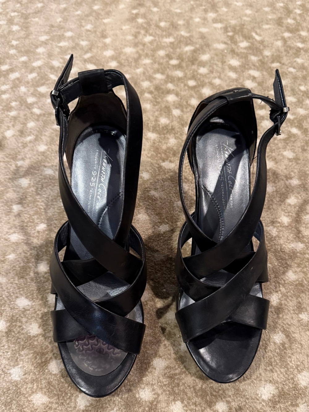 Kenneth Cole New York 925 Technology Black Strappy Stiletto Sandals Size 7.5